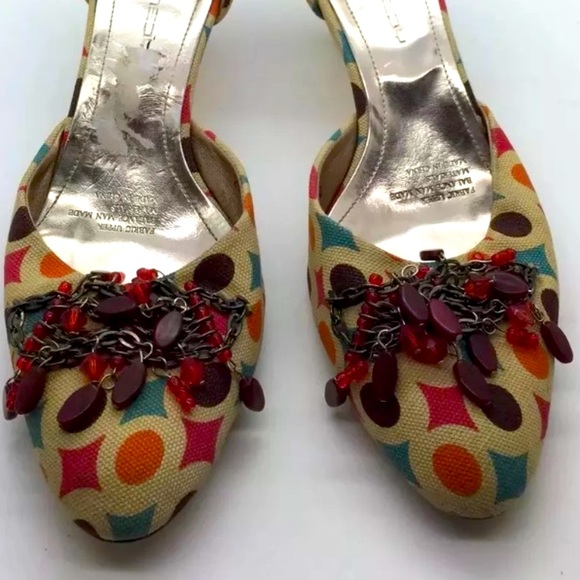 NED NEDY Colorful Geometric Design Canvas Heels - Picture 9 of 9